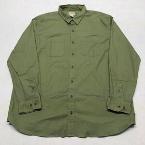 LL Bean Mens XL-Tall Olive Green Button Down Shirt Traditional Fit Cotton